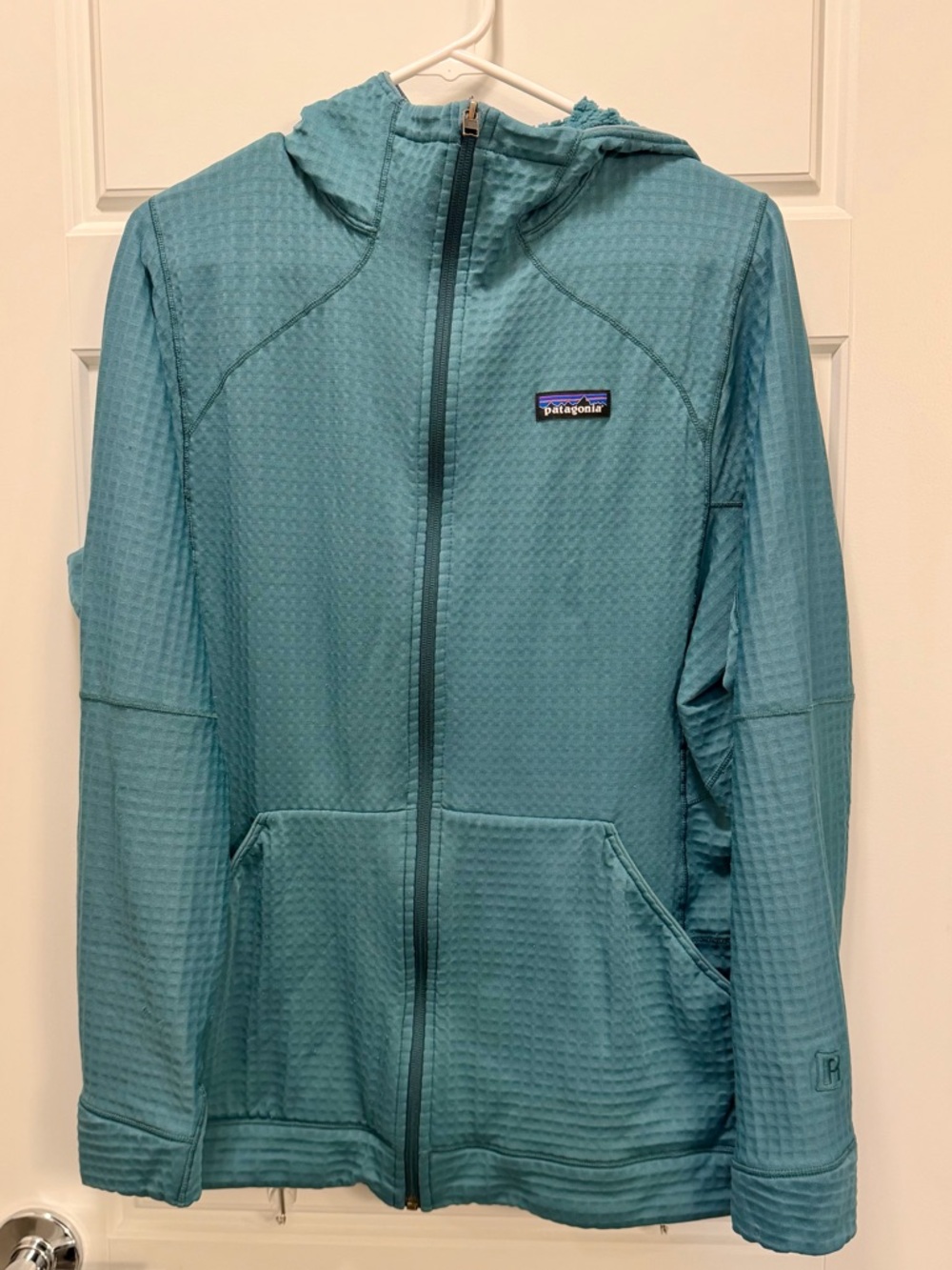 Patagonia Waffle Knit Full Zip Hoodie Women’s XL Teal Lightweight Jacket